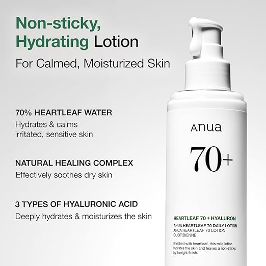 ANUA Heartleaf Daily Lotion Hyaluronic Acid Face Moisturizer for Sensitive Skin, Lightweight (200ml, 6.76 fl.oz.)